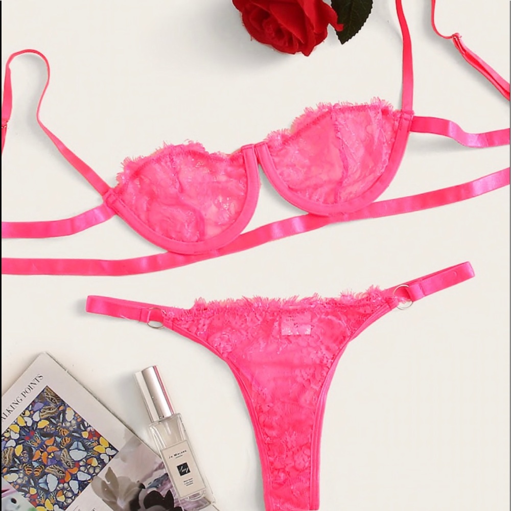 Hot pink lingerie set matching Panties & bra